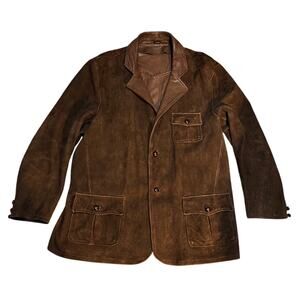 Vintage Wilsons Leather Suede Car Coat Field Jacket in Brown XXL